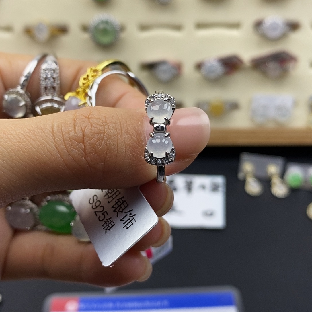 翡翠银S925镶嵌戒指