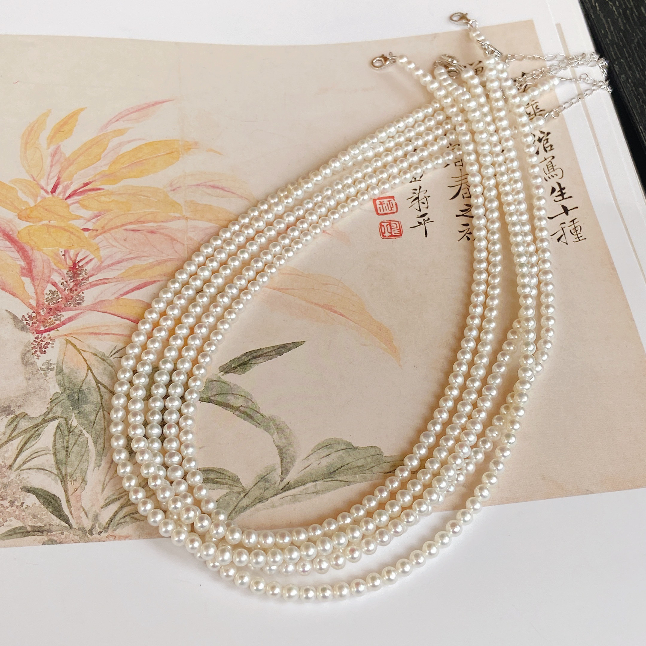 CA488淡水AK极光白无瑕锁骨链多样性发货发一条（s925