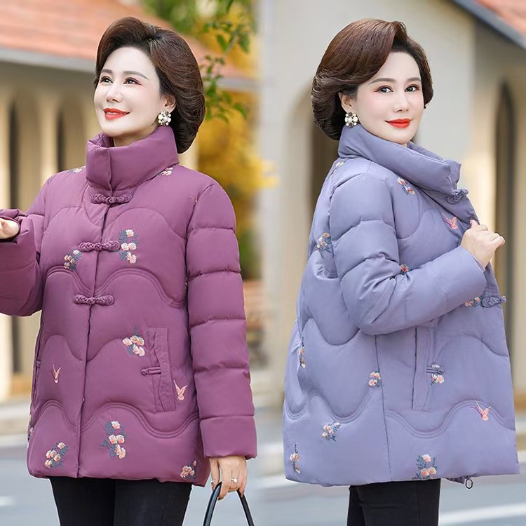 睿-新中式盘扣棉服保暖洋气棉袄中老年妈妈绣花外套678（2955）