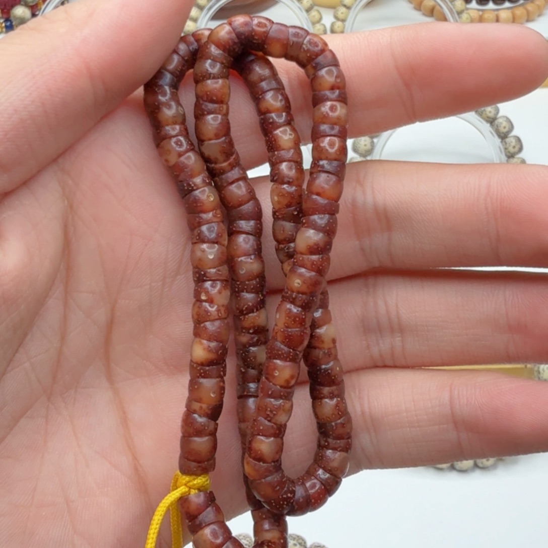 手串星月菩提粉冰玉化小细星大留白大肠手捻