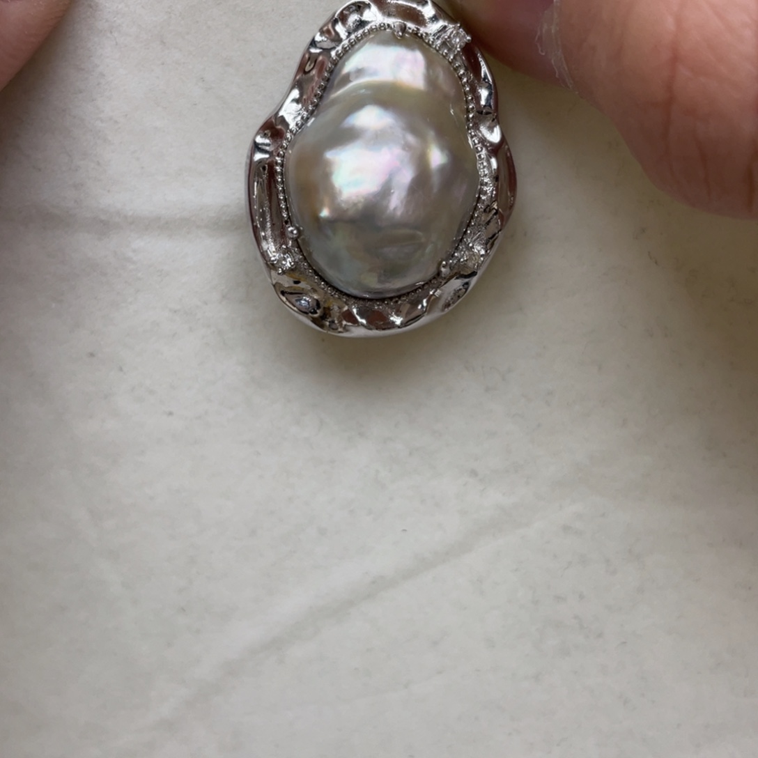 吊坠(不含链)银S925镶嵌海水珍珠