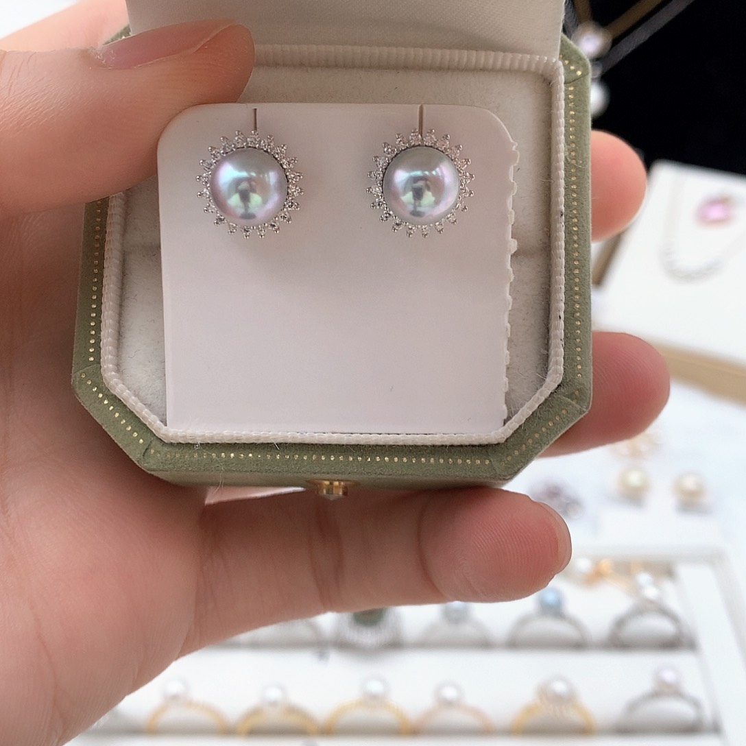 海水珍珠8-8.5mm真多麻太阳花银S925镶嵌