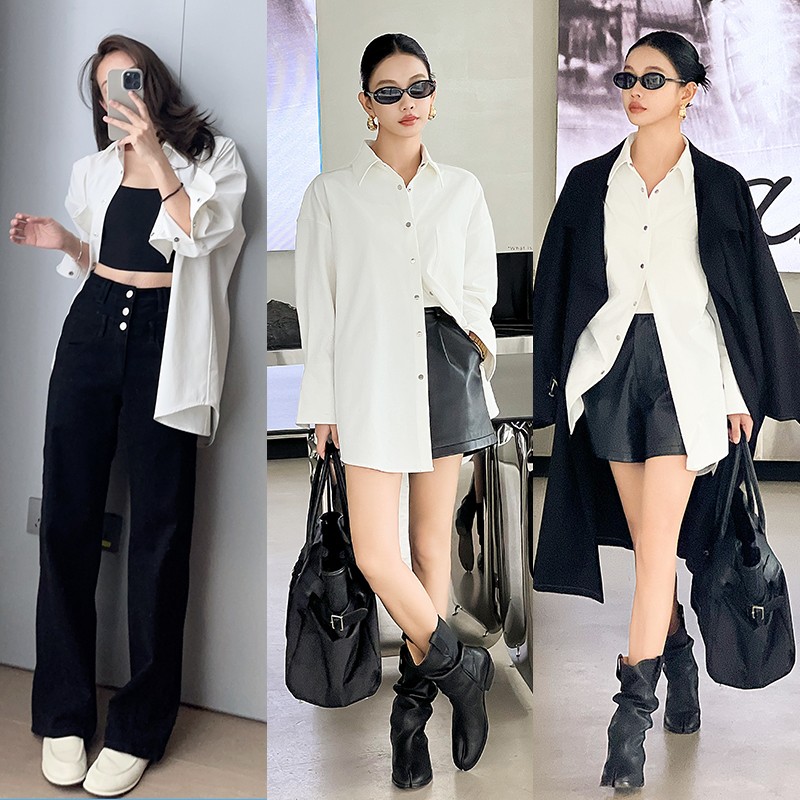 美洋MEIYANG【清仓特卖】男朋友衬衫 舒柔特纯欲慵懒风衬衣外套