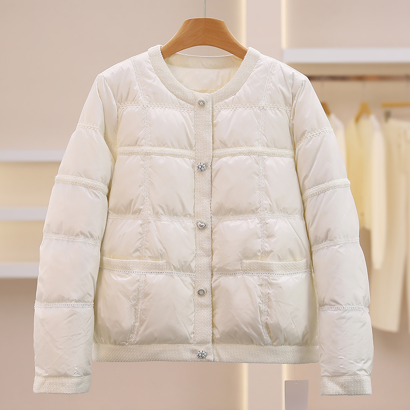 F7194-【郁】时尚格子百搭短款羽绒服#XYX58H026