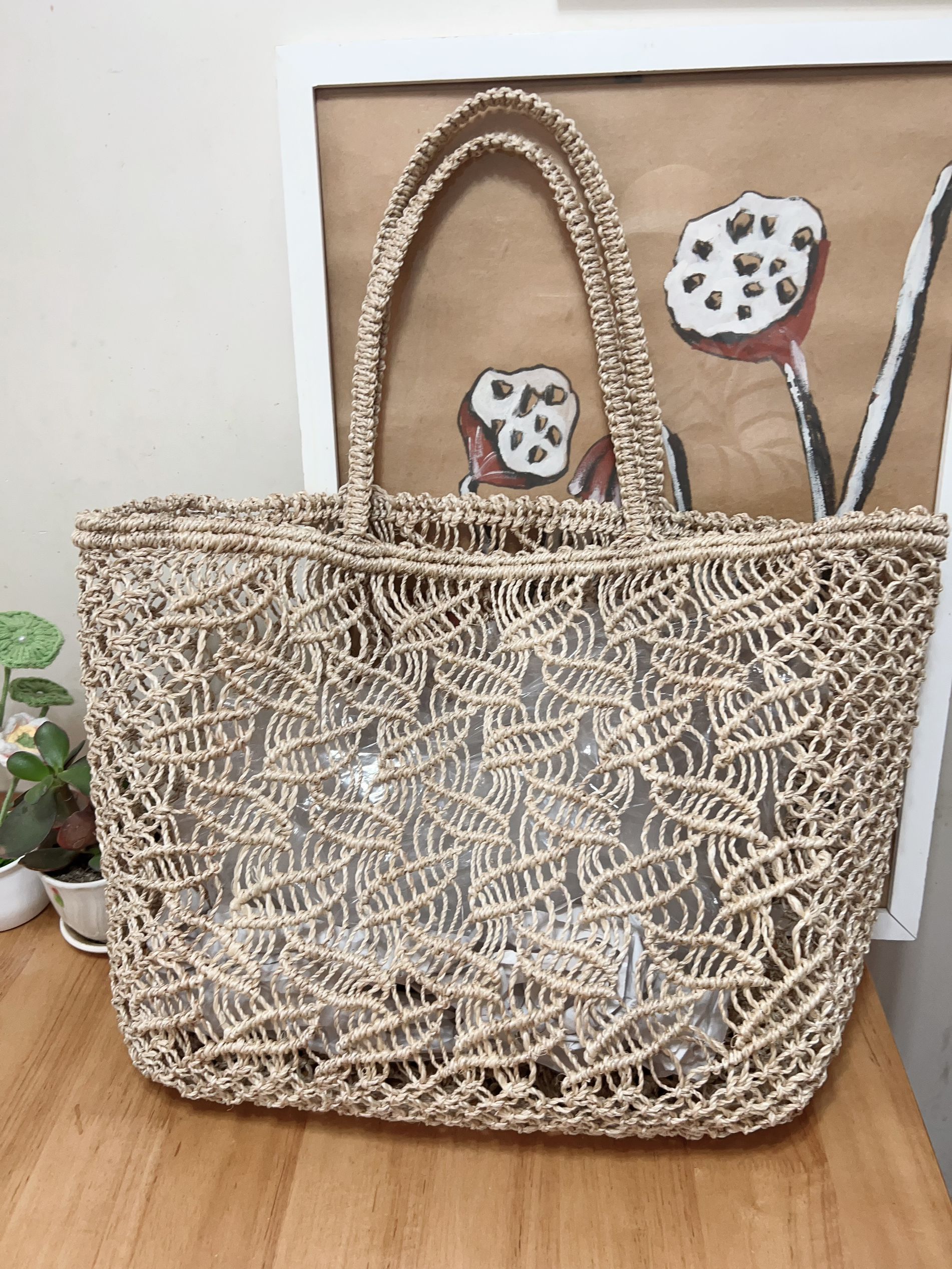 进口蕉麻包包树叶纹单肩包手工包夏日草编包时尚女包