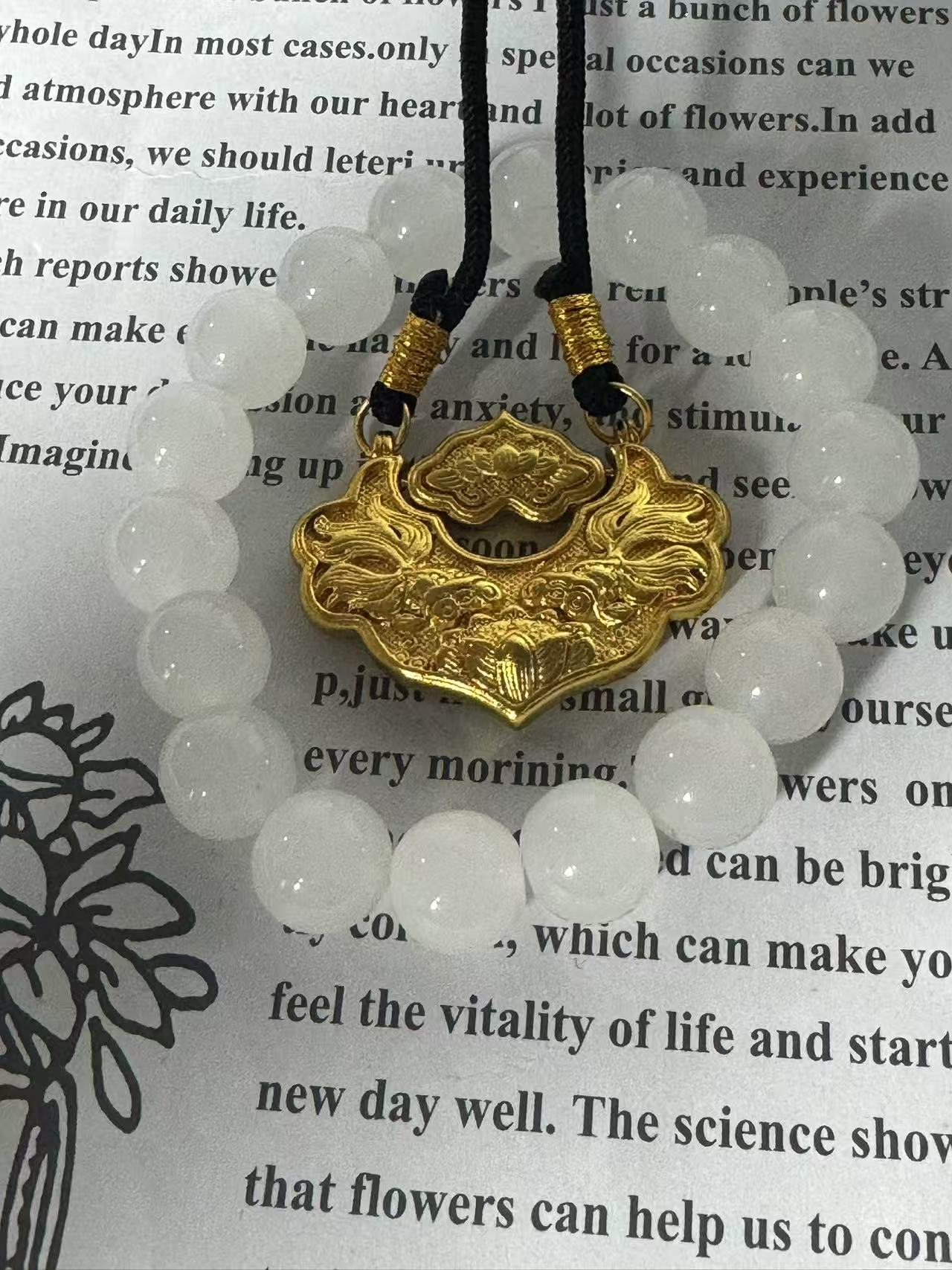 足金豪镶双鱼锁项链时尚款4066