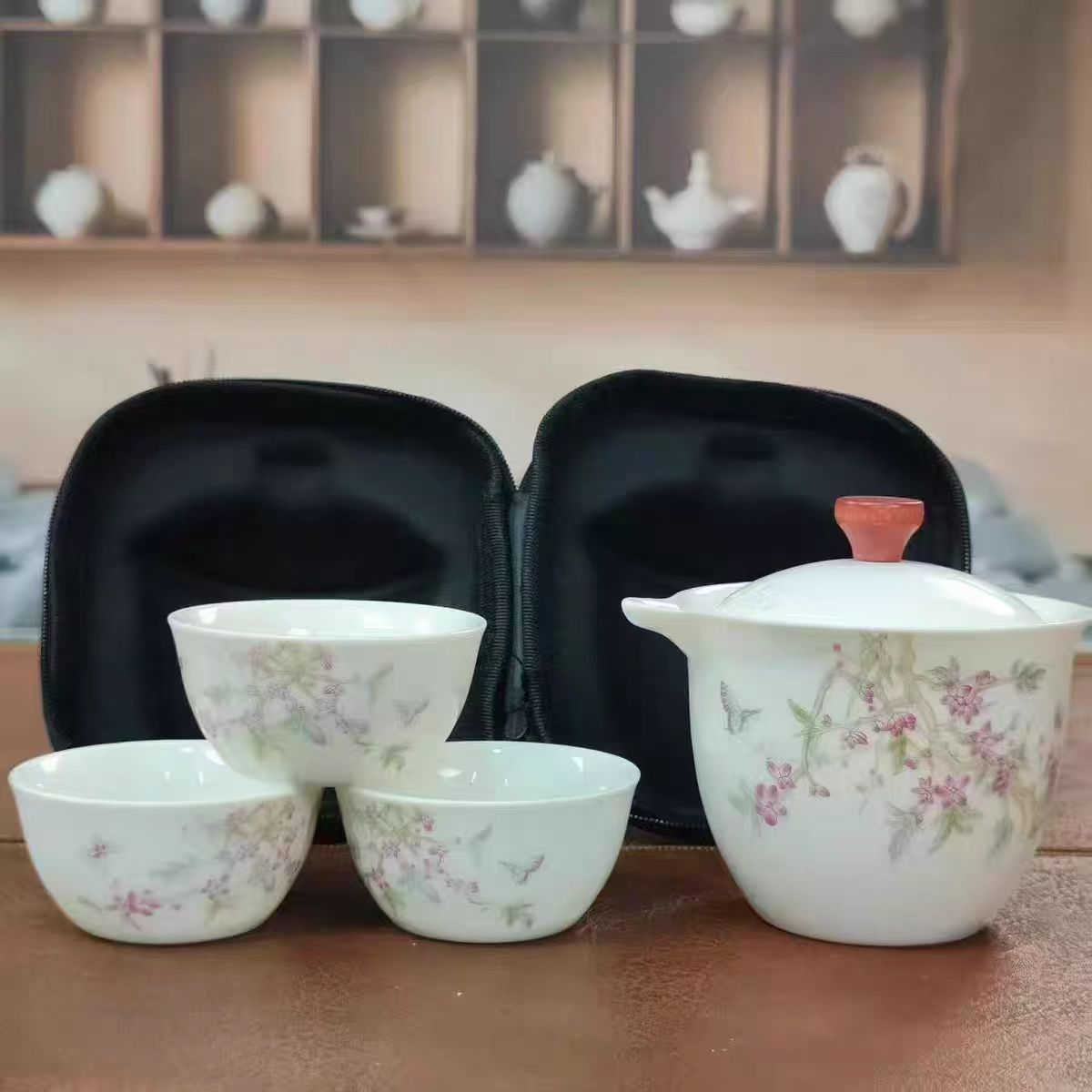 LX282紫藤花旅行套一壶三杯带包