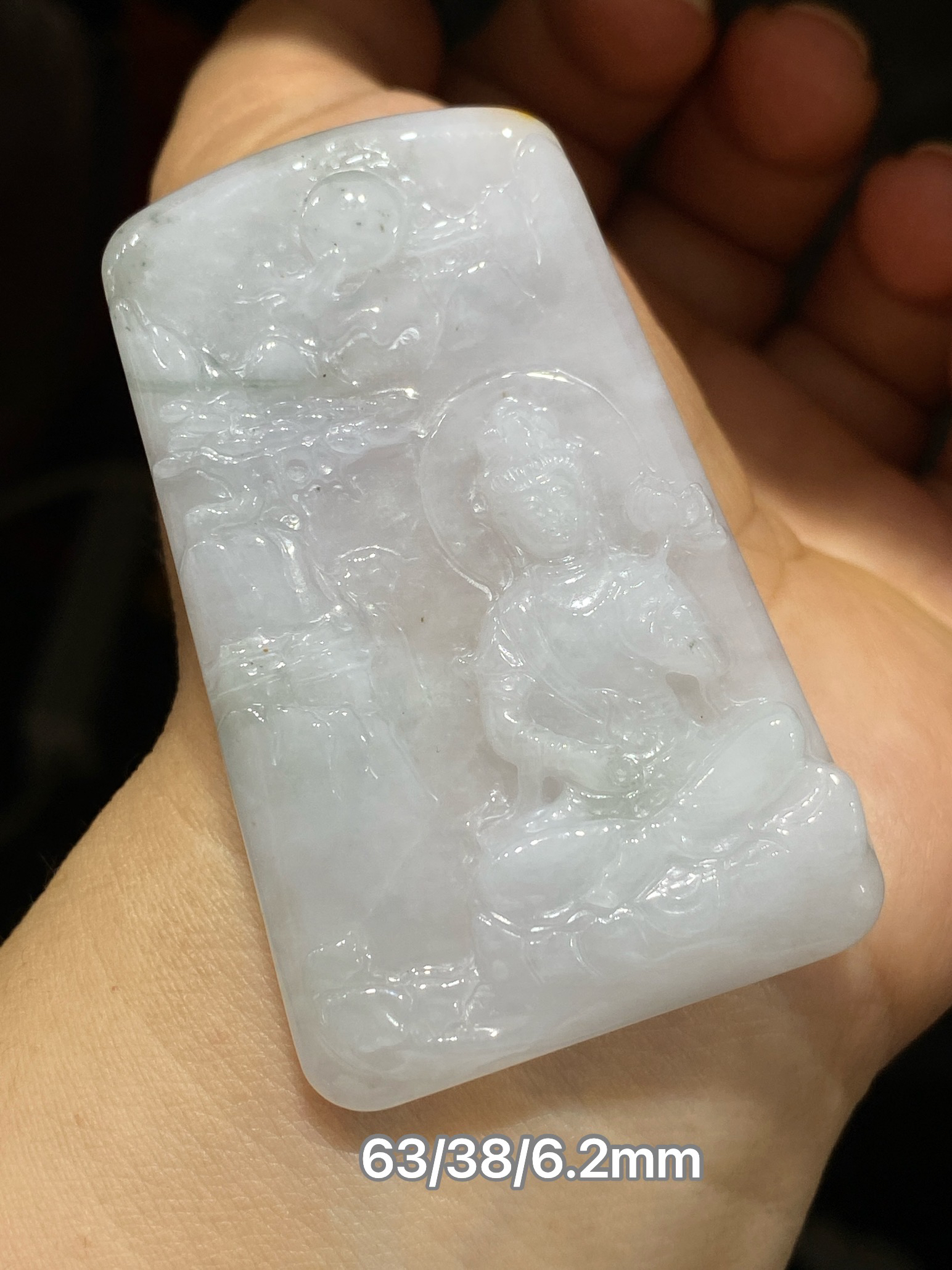 缅甸翡翠A货白底玉质细腻山水观音牌子挂件精工雕刻天然玉石包邮