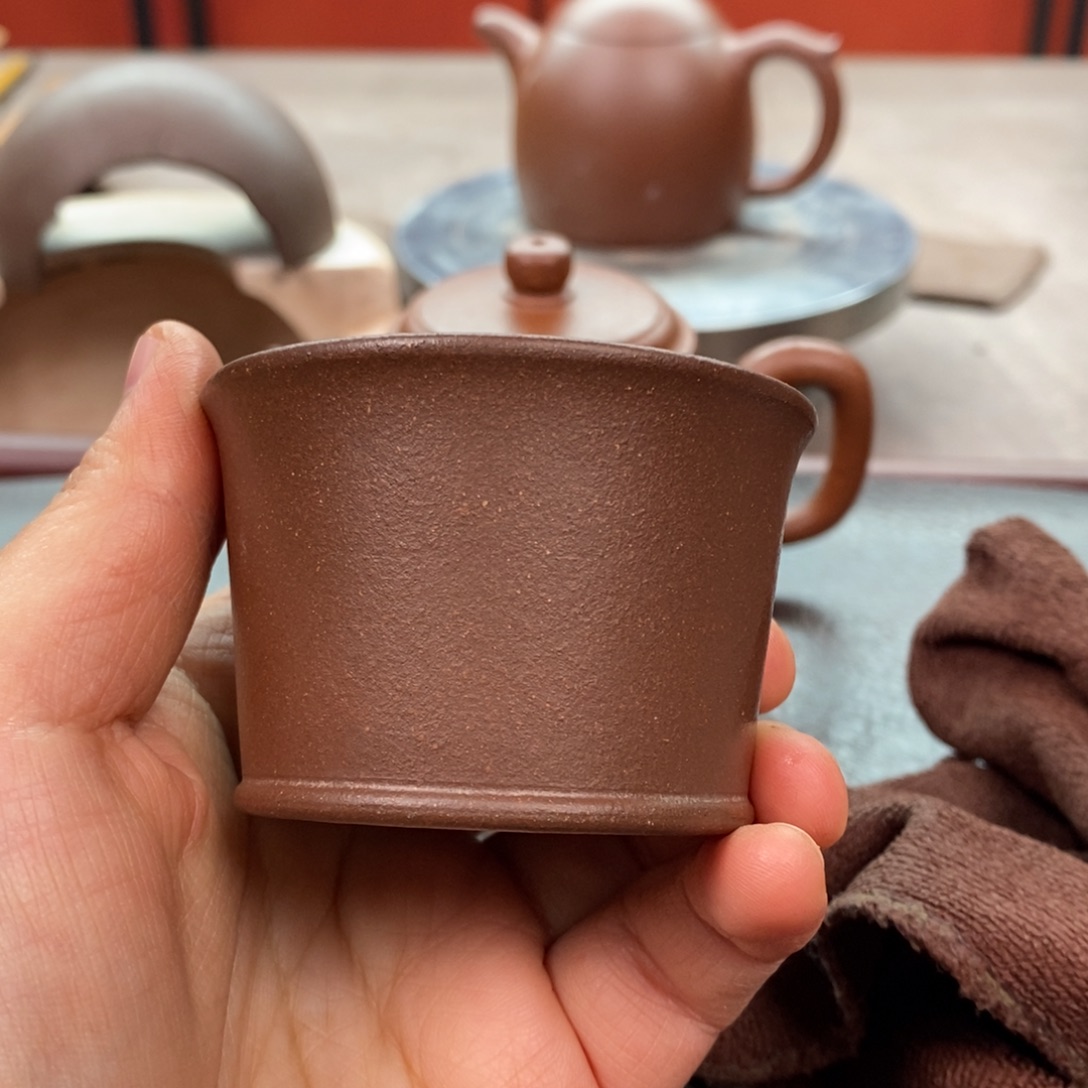 紫砂茶壶紫泥马蹄杯60cc