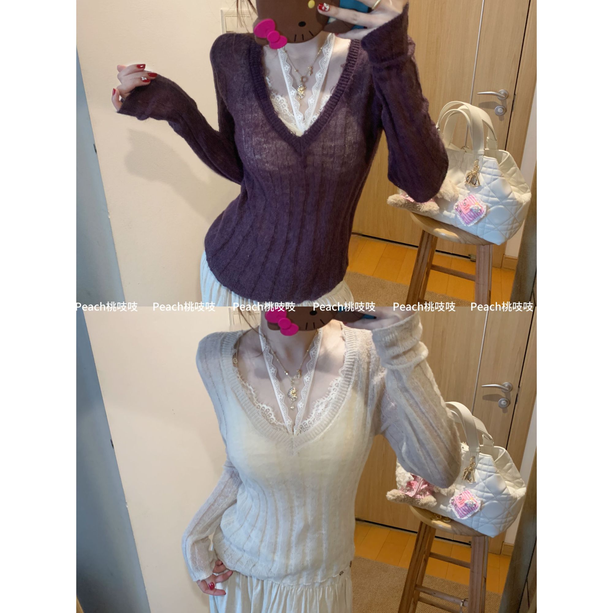 【慵懒格调】10羊毛重工针织打底长袖女显瘦修身慵懒风毛衣