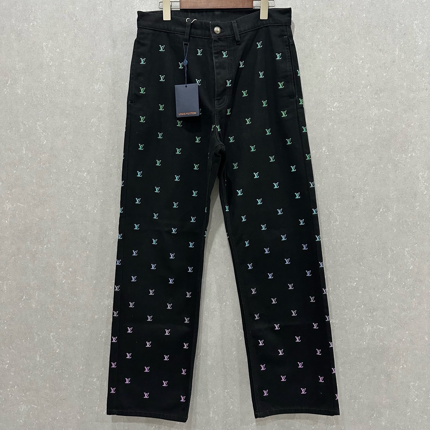 未使用 LouisVuitton/路易威登 满Logo刺绣牛仔裤30码005789