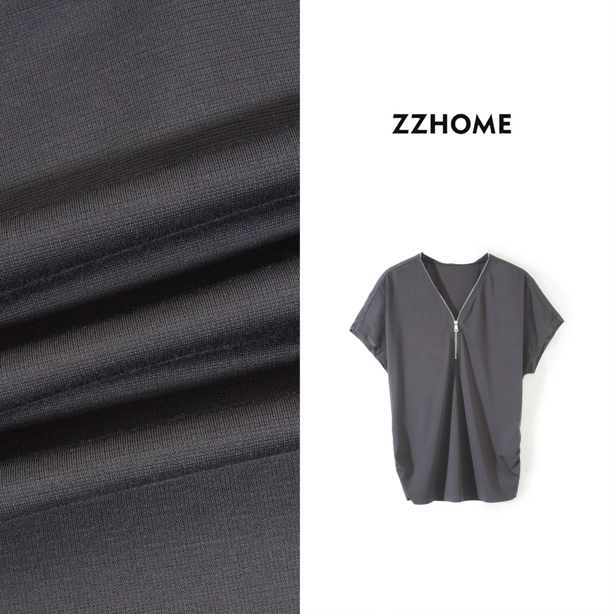 ZOZO HOME | 非常规基础冷雾拉链收腰显瘦休闲短袖T恤q173926p