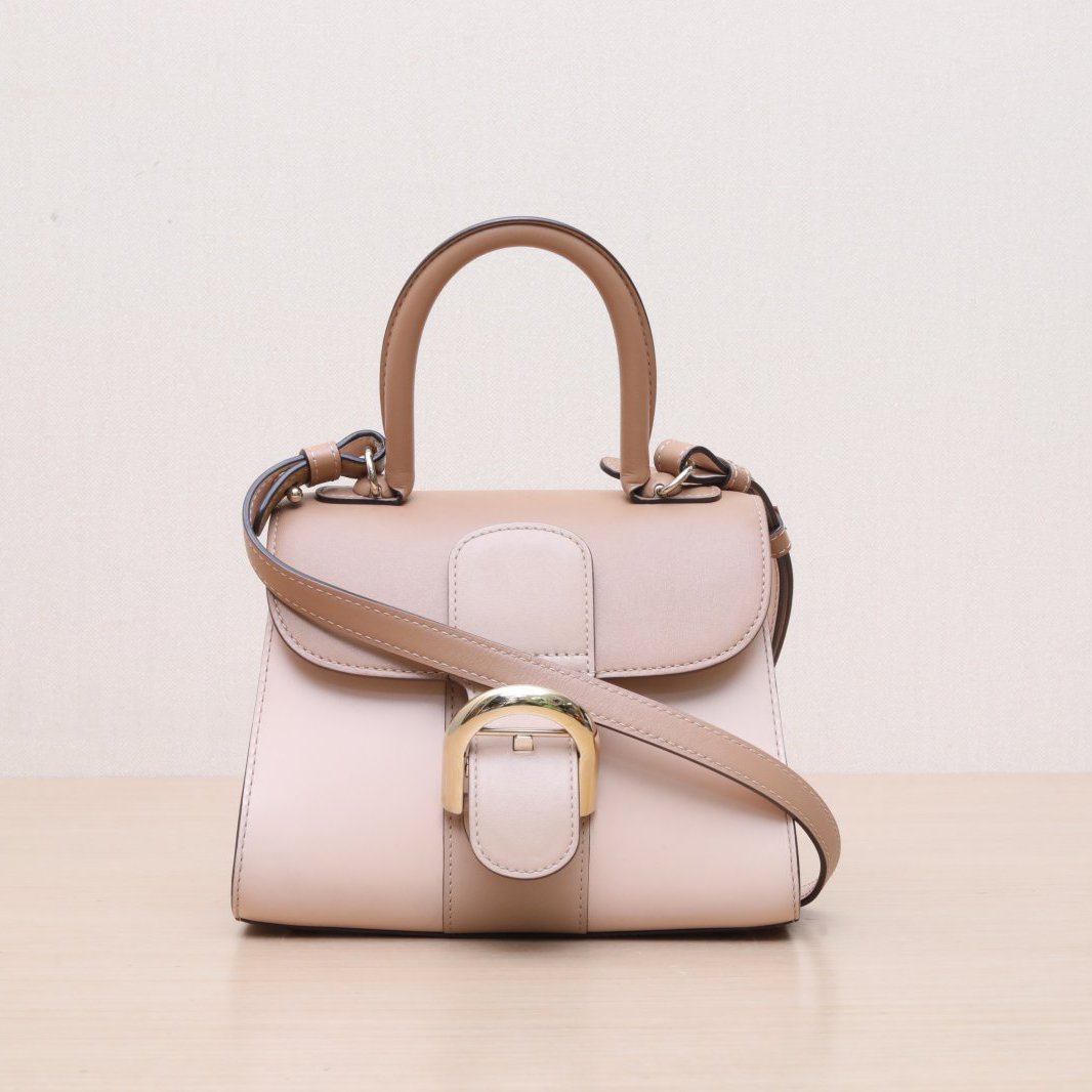 95新 Delvaux/德尔沃 【小花Han】迷你Brillant20 奶茶色皮革C包 