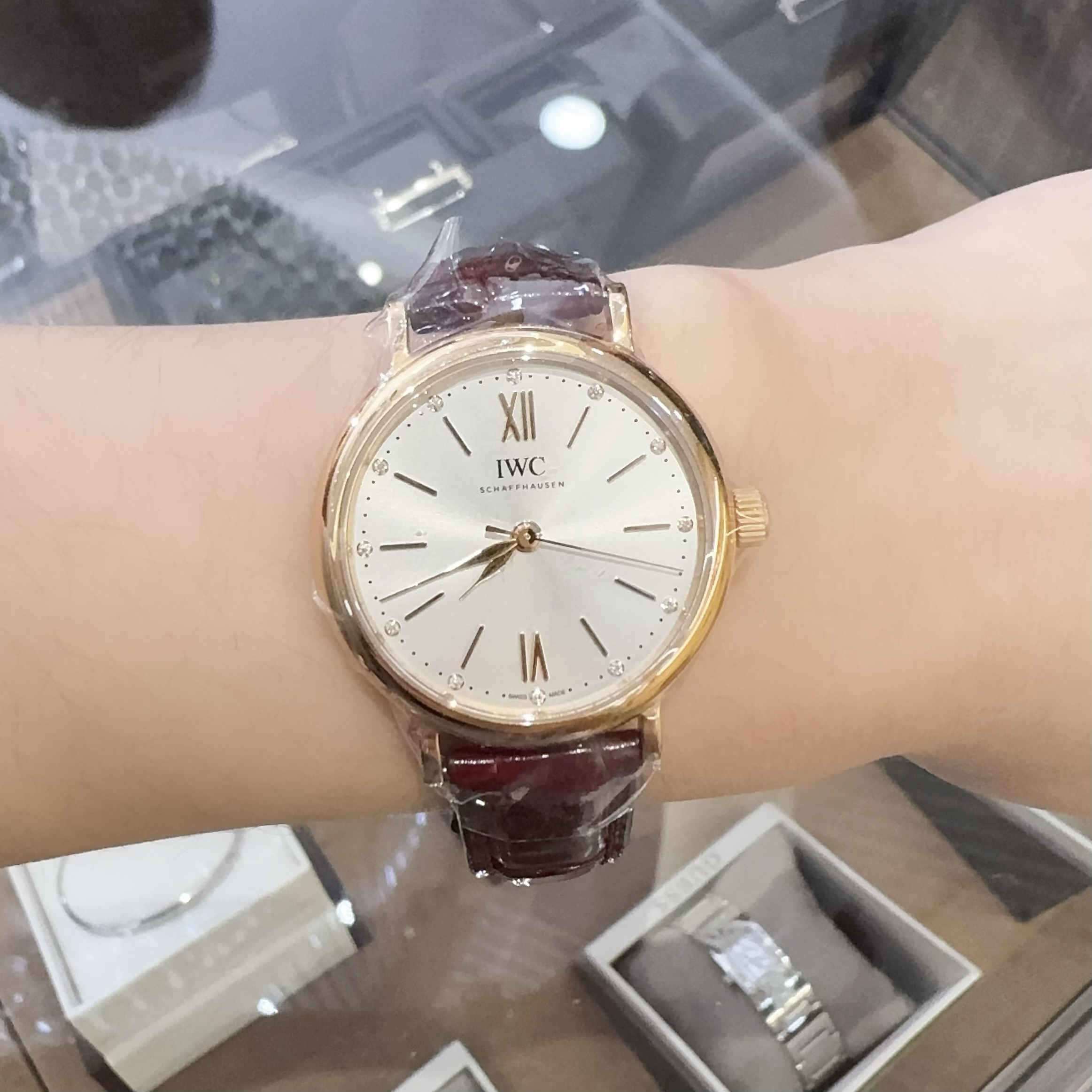 99新 IWC/万国 麦麦推荐 柏涛菲诺34mm玫瑰金20年全套女表