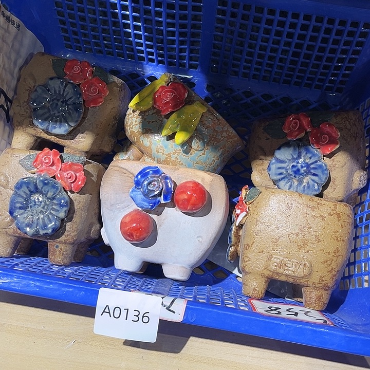 瓷片花盆多肉植物艺术品