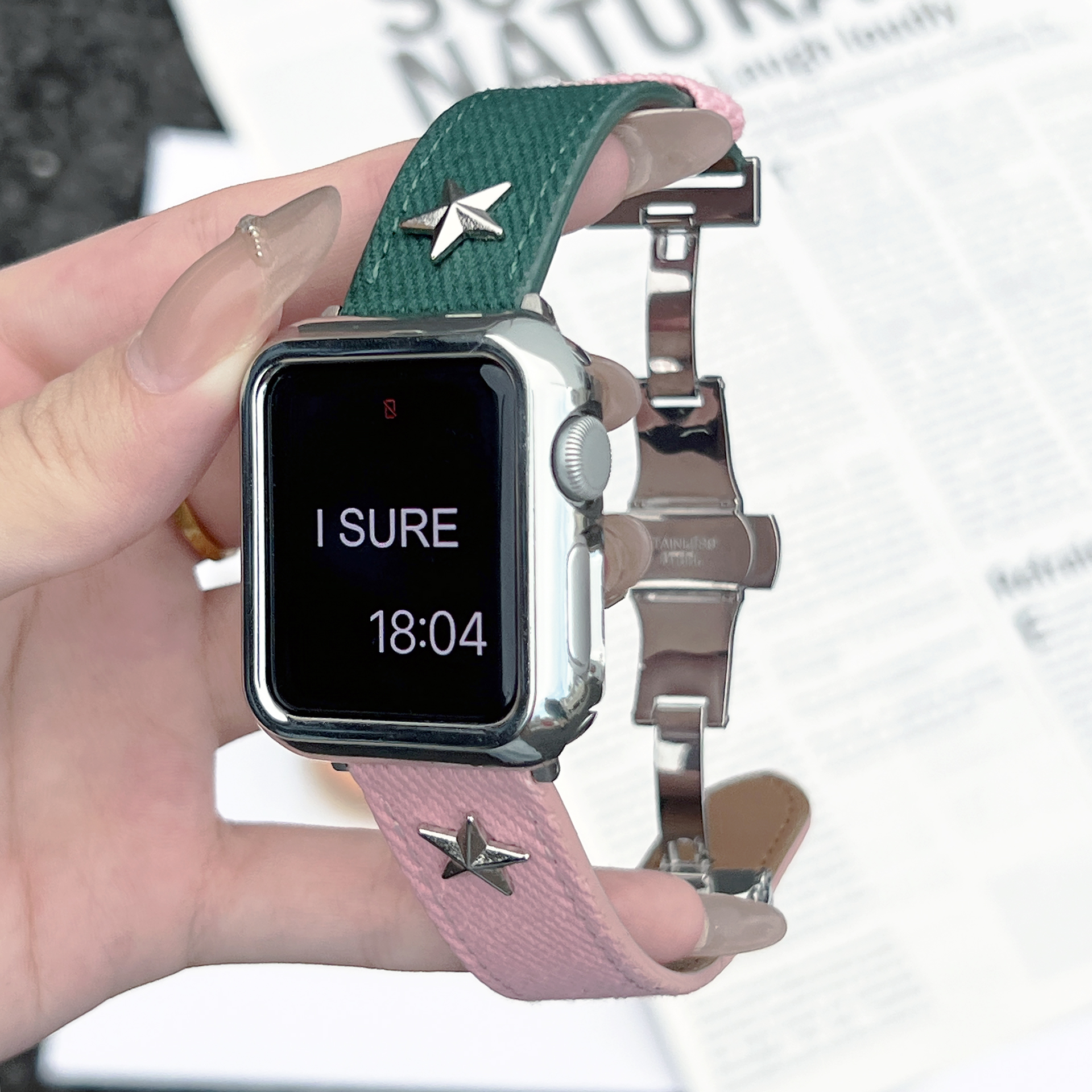 扎染水洗牛仔五角星表带适用applewatch苹果手表iwatch98代765