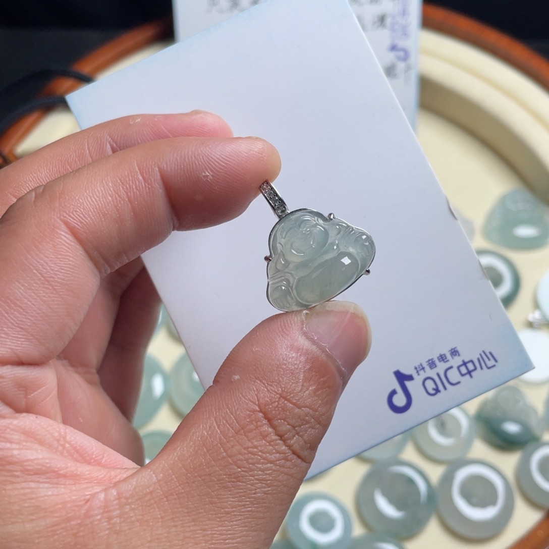 愿***莲翡翠银S925镶嵌颈饰566788755567888