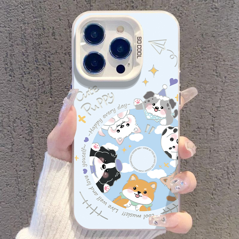 适用于苹果16华为OPPO小米VIVO个性高颜值小狗彩银壳手机壳KA0500