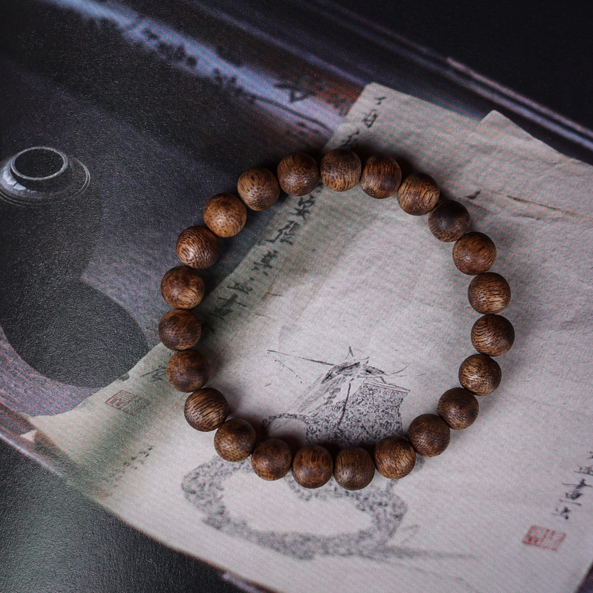 沉香海南莺歌绿棋楠0.8单圈手串男女款素圈