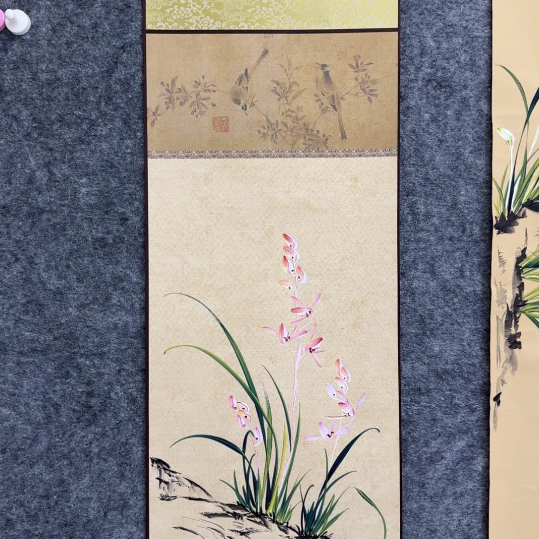 国画一笔两色立体兰花