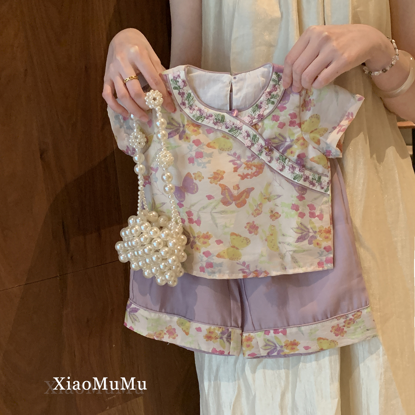 【现货】女童国风套装2025新款夏天小童女宝宝洋气度假古风两件套