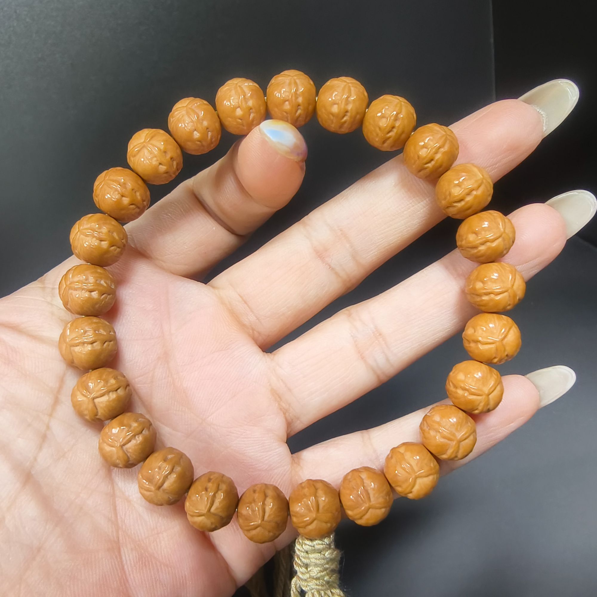 三多文玩 猴头雕刻三棱手持尺寸卡10+mm左右