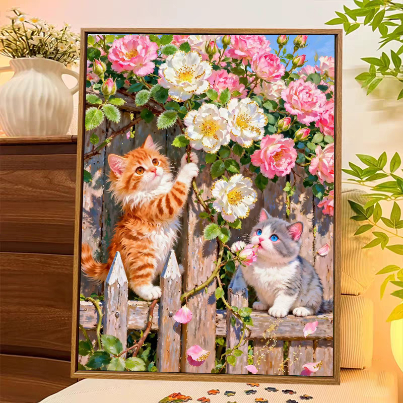 【小白定制】花篱喵趣2025新款猫咪十字绣77色满绣无勾边【裸包无针】