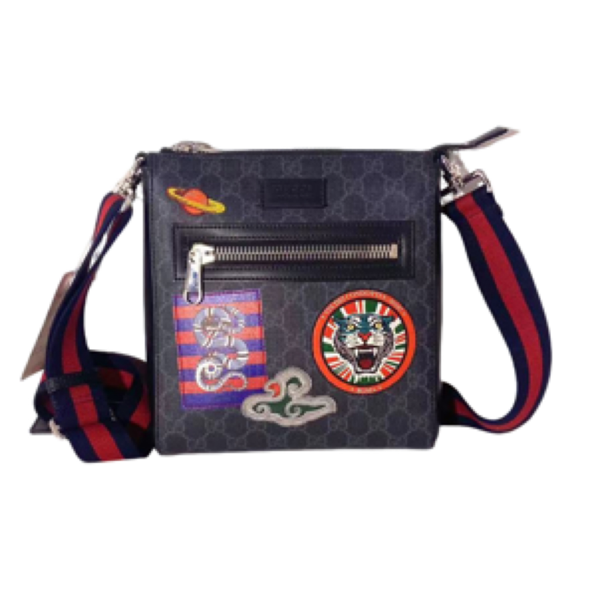 99新 GUCCI/古驰 徽章黑花小号斜挎包/237