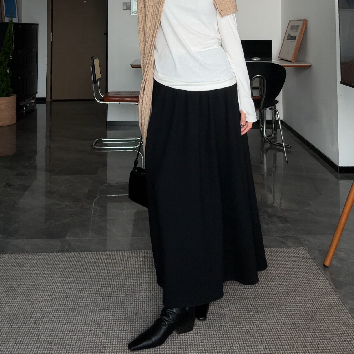 山阶丨【藏肉天才】时髦大摆长裙设计感松紧腰羊毛混纺半身裙春秋冬