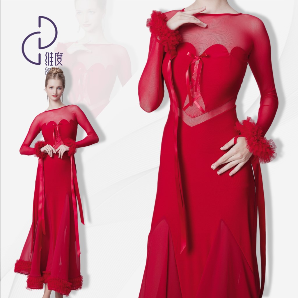【维度舞服】L72新款连衣裙摩登蹈服女式华尔兹溯源好物显瘦