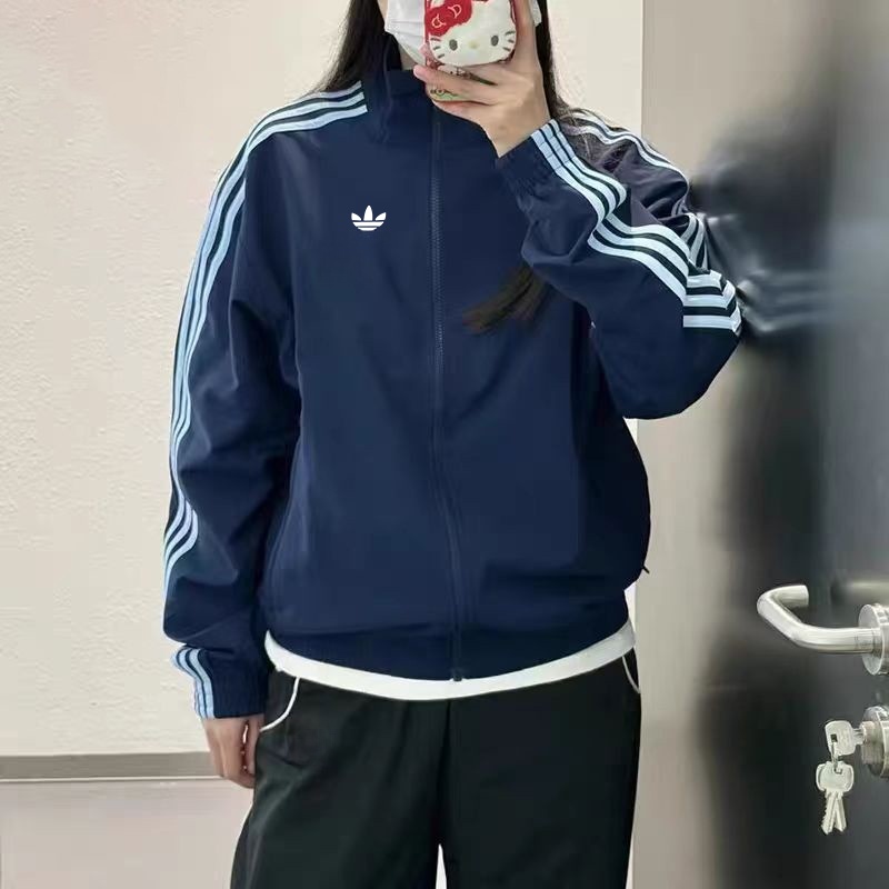 【塔丝隆套网】春秋情侣款外套男女刺绣标三条潮流宽松立夹克上衣