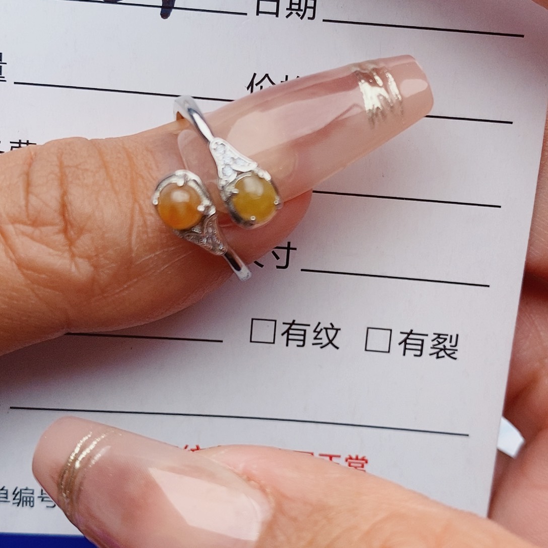 翡翠戒指银S925镶嵌戒指