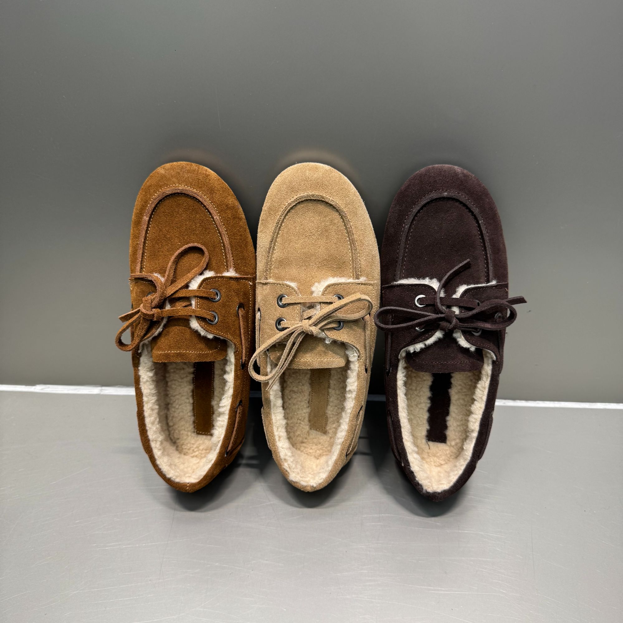 THE MIL麋鹿 贝果毛毛乐福鞋 加绒软底一脚蹬全包系带豆豆休闲鞋