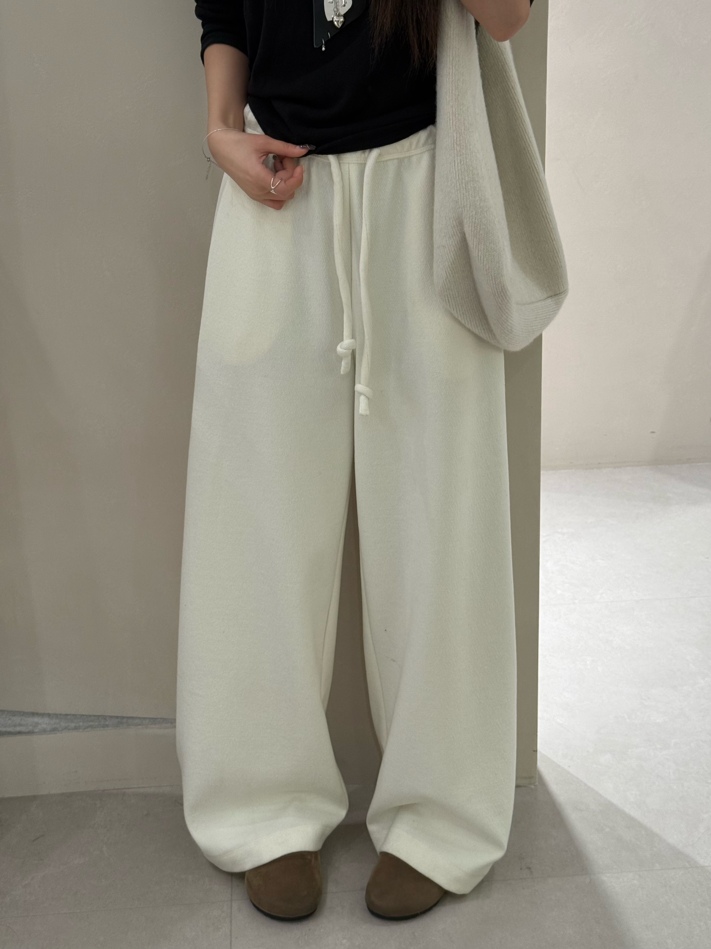 秋冬加绒醋酸羊毛休闲裤极简男女同款加厚保暖62219