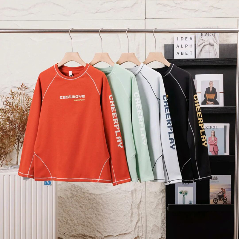 （薄绒拼接设计感卫衣）2502秋冬日常显瘦亲肤百搭情侣款卫衣H