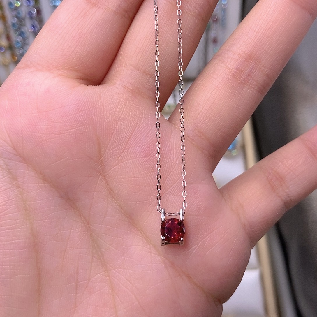 石榴石项链银S925镶嵌