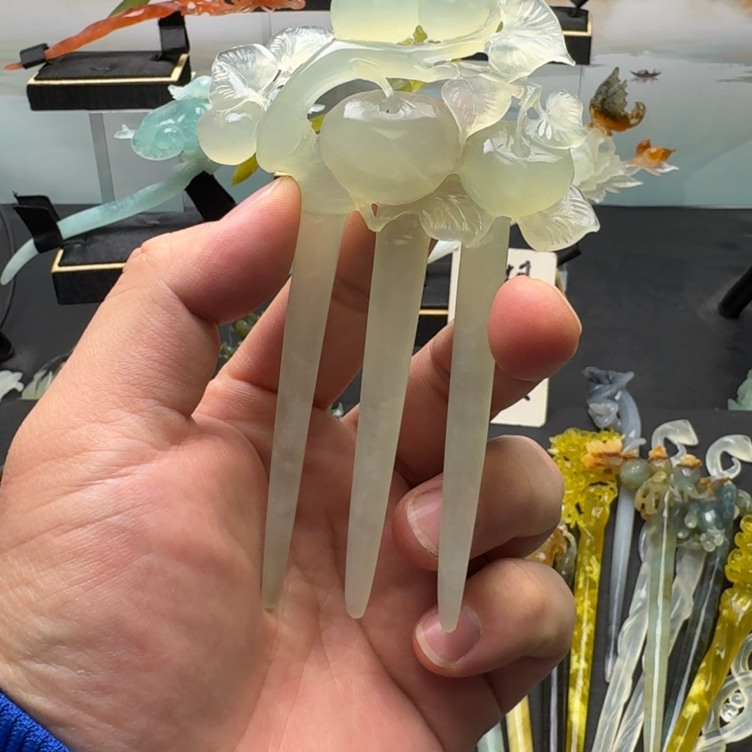 岫玉发饰未镶嵌明君玉簪就是好看