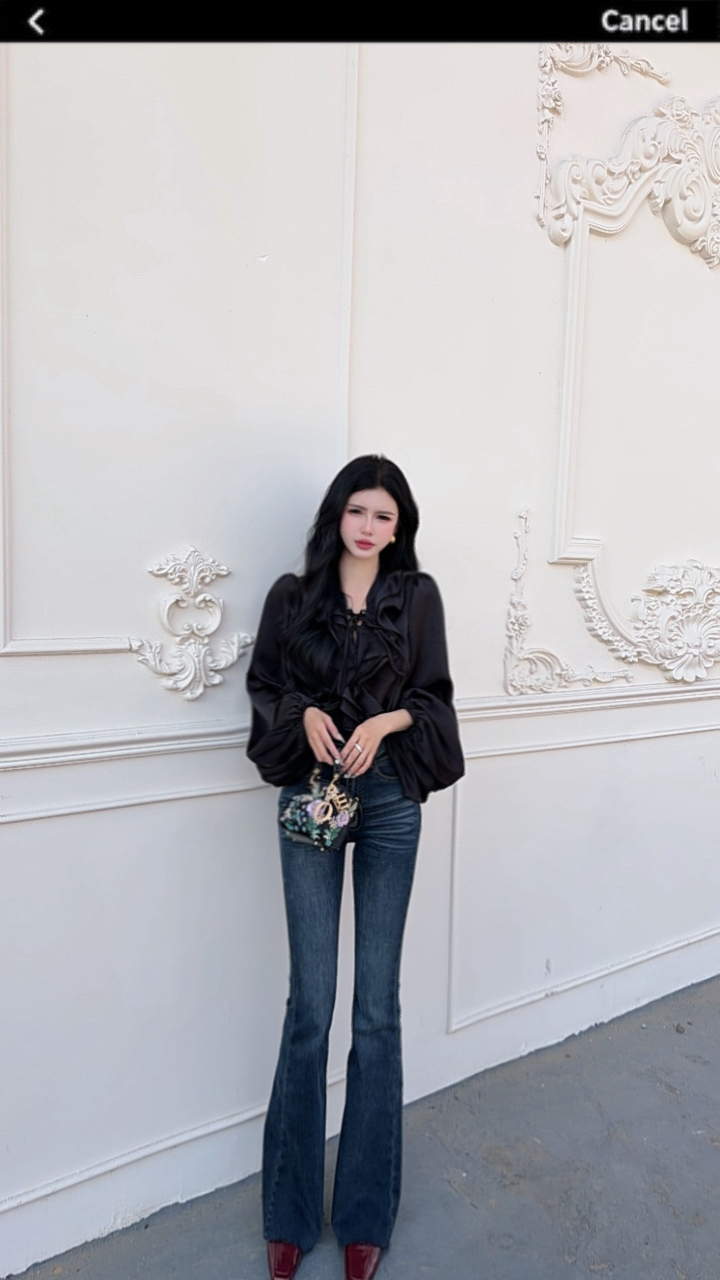 大气元（裤子）新品显瘦植绒不包边喇叭裤