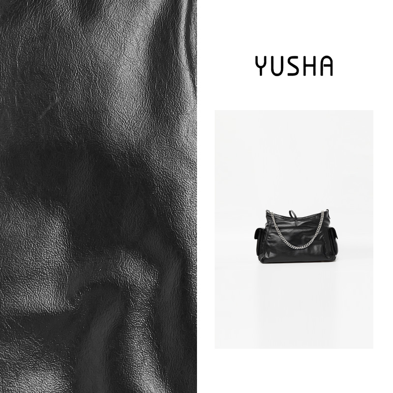 YUSHA/高档高版黑色小牛皮单肩包-YS038
