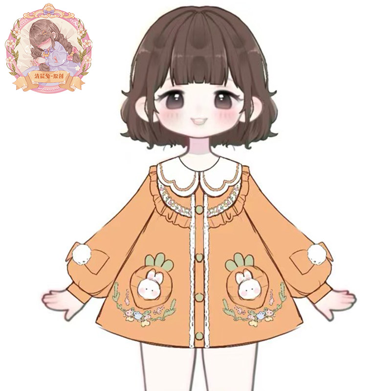 原创设计女童胡萝卜呢子大衣
