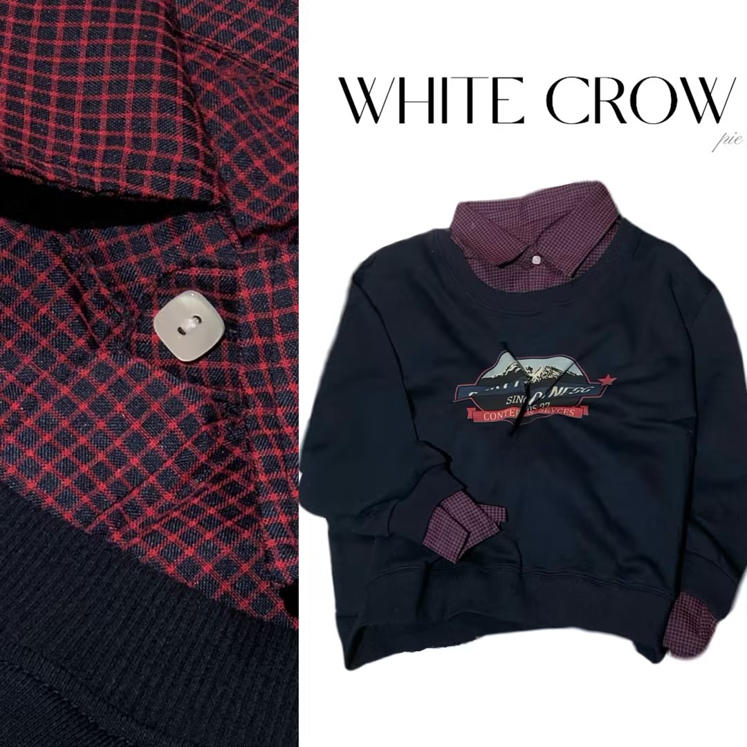 【靴山光景】 假两件卫衣  圆领百搭休闲7255