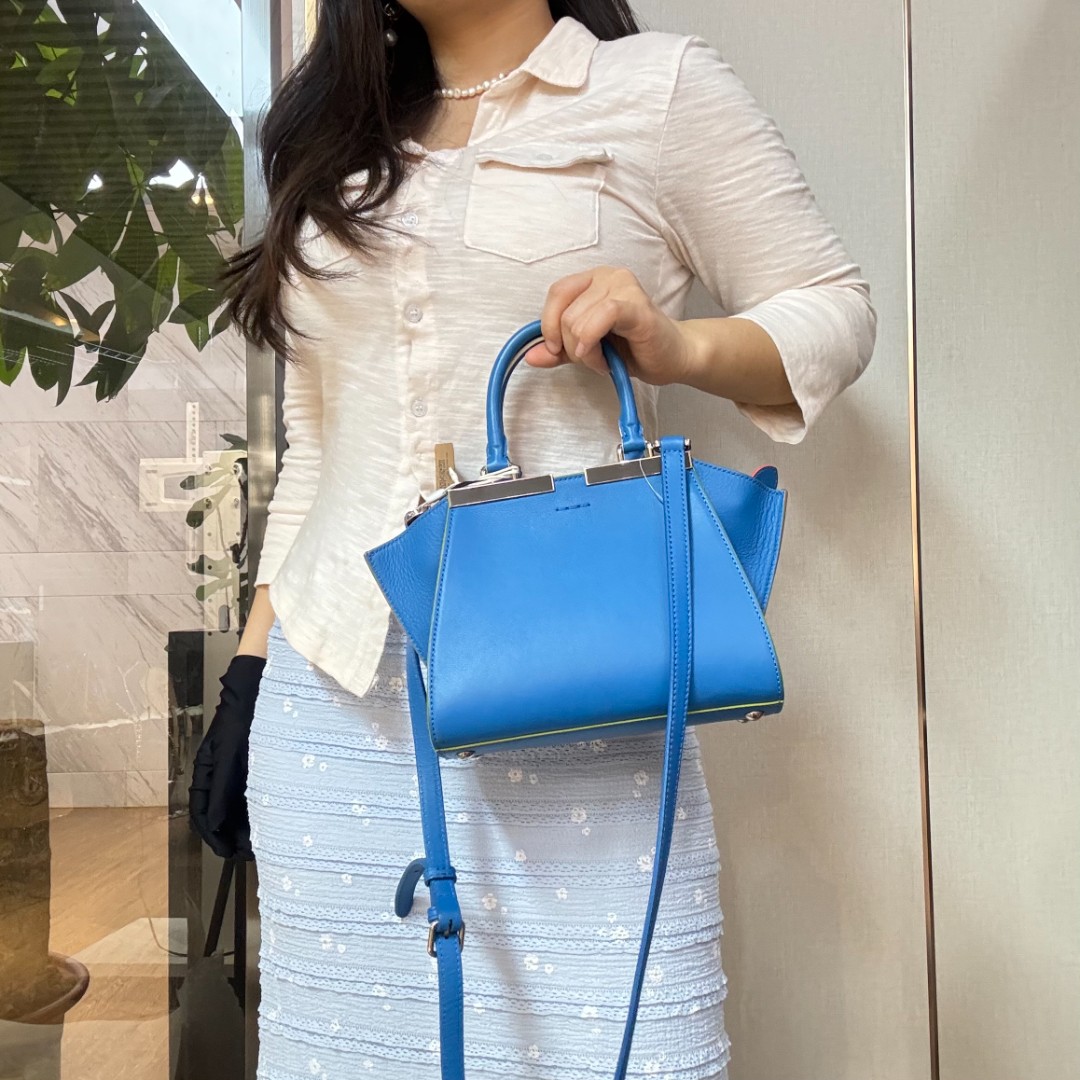 95新 FENDI/芬迪 蓝色小托特/云海优选/H02353