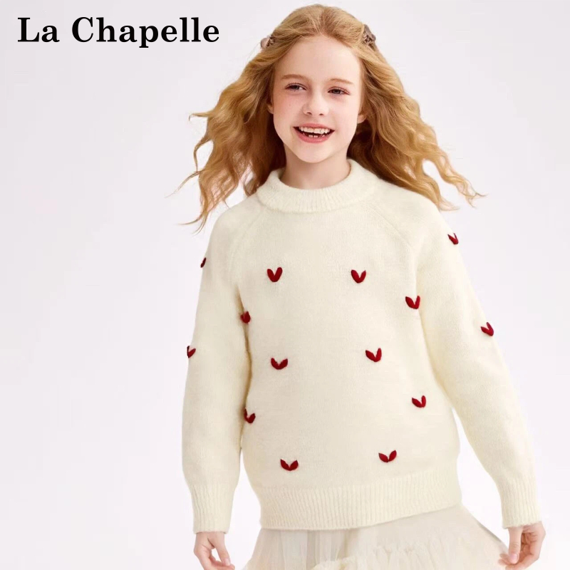 La Chapelle/拉夏贝尔儿童毛衣女孩加绒加厚女童毛衣宝宝毛衣童装