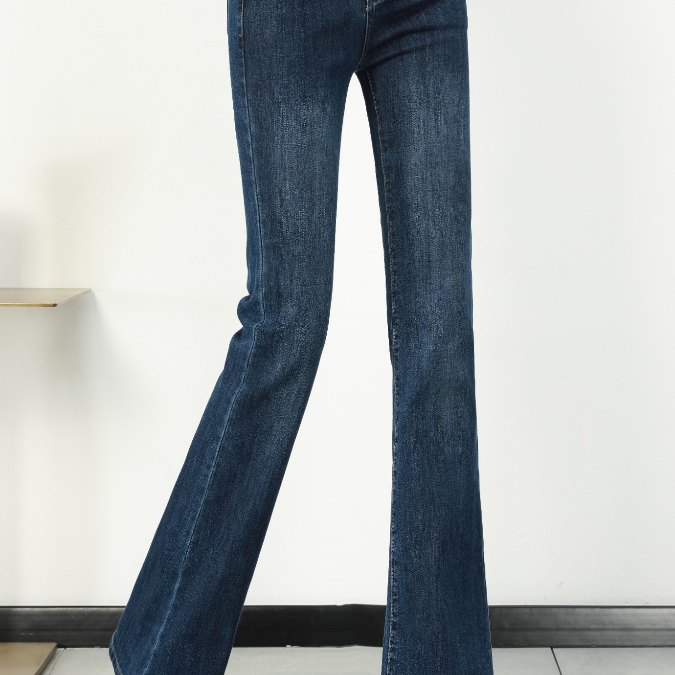 加长喇叭牛仔裤高腰弹力大码显瘦微喇女胖妹妹高个子超长版春秋