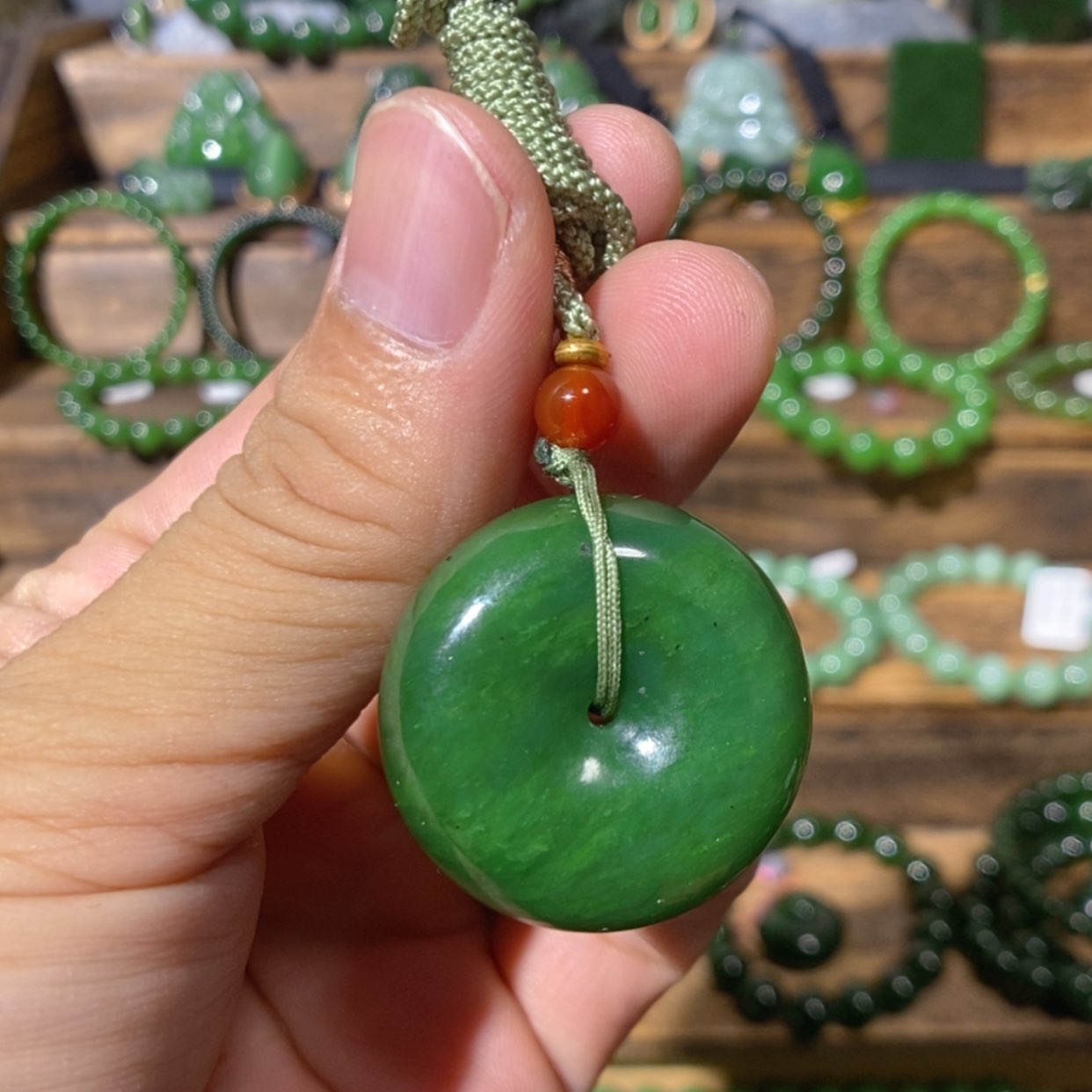 【闪购商品】和田玉未镶嵌吊坠(不含链)加拿大碧玉平安扣30