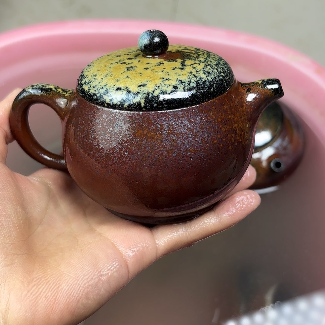 壶柴烧紫砂壶宽口文旦