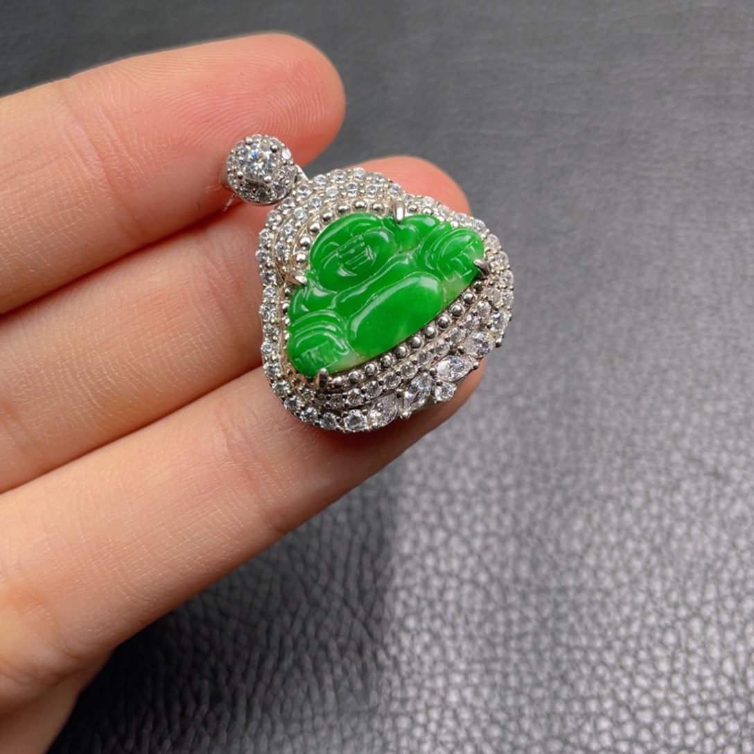 翡翠吊坠(不含链)银S925镶嵌