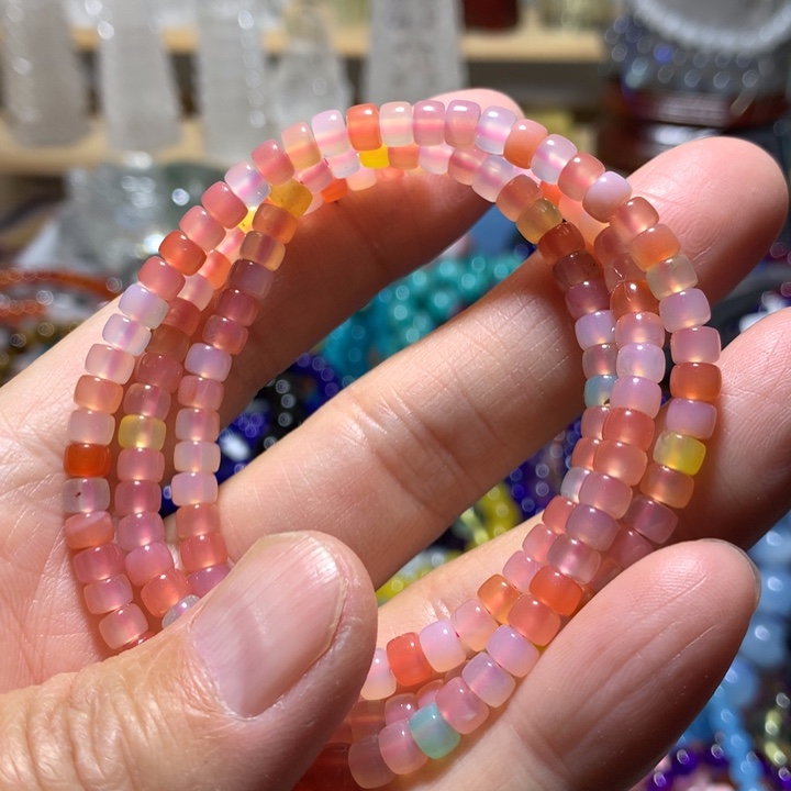 玛瑙/玉髓未镶嵌手链5mm三圈手链