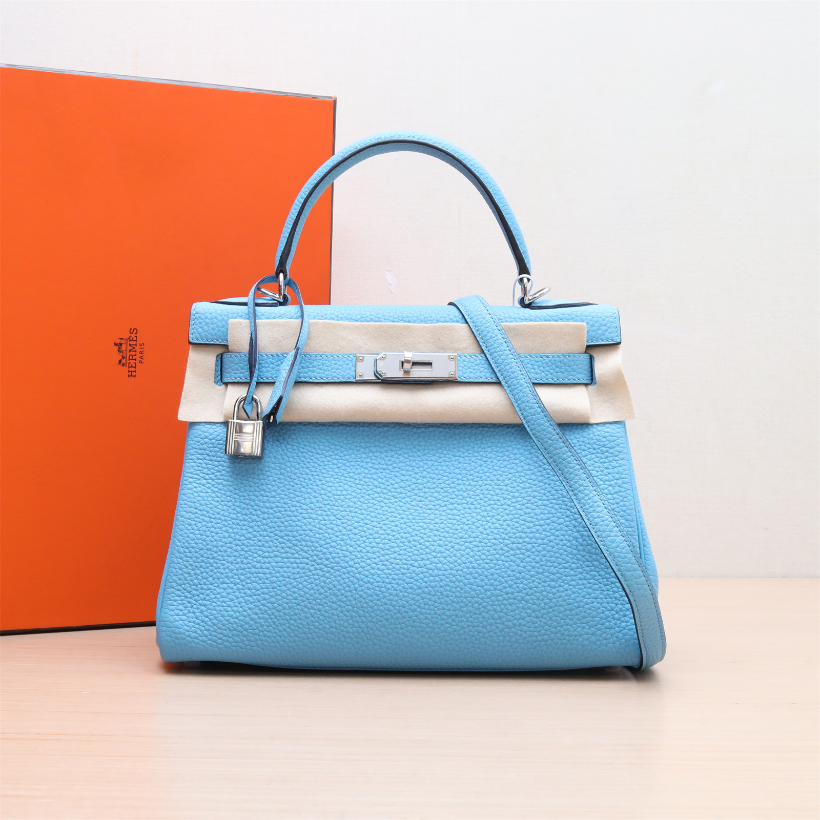 95新 Hermes/爱马仕 小花Jerry P224411975 手提包28 北方蓝D刻 