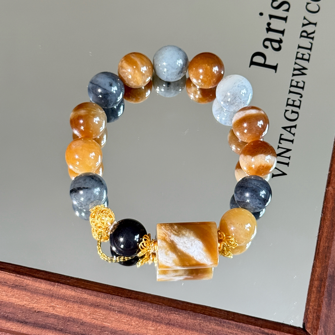 【楼兰多宝1】和田玉楼兰三色卡12m手串/可改手围加珠颜色随机